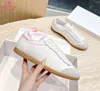 Casual Shoes 2024 Women's Sports Men Sneakers Solid Color Lace-up Mixed Patchwork Breathable Genuine Leather Luxury