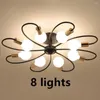Plafoniere 8 LED Nordic Creativo Semplice Soggiorno Lampadario Camera da letto Sala da pranzo Oro chiaro