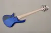 Guitar 5 Strings Blue Body Electric Bass Guitar with Black Hardware, Maple Veneer,provide Customized Service