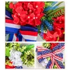 Dekorativa blommor konstgjorda hortensia krans amerikansk självständighetsdag/4 juli för ytterdörrväggfönster bondgård heminredning