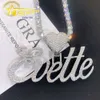Ciondoli personalizzati per gioielli Hip Hop Passano Tester di diamanti Ciondolo con nome lettera Moissanite ghiacciato Sier