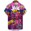 Chemises décontractées pour hommes Summer Hawaiian Haute Qualité Flamingo Manches courtes Revers Vêtements surdimensionnés Hommes Femmes Vintage Blouses Unisexe Social