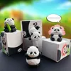 Estatuetas decorativas panda estátua adorável estatueta mini bolo topper festa favor decoração postura engraçada em miniatura para festas eventos