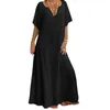 Robes décontractées Dames Robe en dentelle Élégante Col en V Été Superbe Brodé Mi-taille Dames Vacances Plage Tenue Femmes