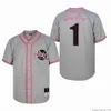 Moive Baseball NEXT FRIDAY Jersey 1 DAY DAYS IN GREY Zwart Roze Team Allemaal gestikt Cool Base Cooperstown Retro Universiteit Vintage Voor sportfans Ademend uniform