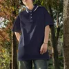 Polos pour hommes Mode Coréenne Lâche Polo-Col T-shirts Été Casual Manches Courtes Vêtements Couleur Unie Bouton Commute Épissé Polos