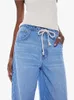 Kvinnors jeans denim långa byxor 2024 dragstring elastisk midja lös casual