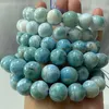 Strand 12mm Natural Larimar Stone Pärlor armband Rund Blue Loose Bangle For Women Men Armband Gift Diy Necklace