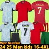 S-4XL Fans Player Player Soccer Jerseys Ronaldo 2024 Home Away 24 25 Cr7 Men Football Shiirt Kids Portugal Bruno Fernandes Joao Felix Ruben Rafa Leao