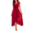 Women V-Neck Casual Dresses Wedding Guest Hi-Lo Floral Lace Prom Cocktail Party A-Line Formal Bridesmaid Dress