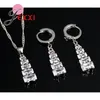 Necklace Earrings Set Exaggerated Lady Funny Ladder Design Women Crystal 925 Sterling Silver Drop Accessories