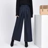 Pantaloni da donna M-4XL 3 colori inverno donna calore lana vita alta pieghe pantaloni larghi larghi moda donna casual solidi
