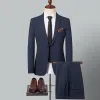 Ternos novos (blazer + calças) terno masculino elegante estilo italiano cavalheiro xadrez casual vestido fino casamento formal conjunto de 2 peças