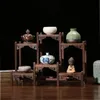 Çin Kung Fu Çay Pot El Sanatları Ekran Tutucu Rafları Çay Teapot Tea Seti Ahşap Oyma Standı Dekorasyon Ev Aksesuarları 240314