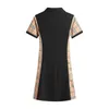 Dress 2024 new cotton lapel black and white designer designer casual short-sleeved embroidered dress Asian size S-3XL