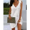 Summer New Style V-neck Embroidered Hollow Out Dress