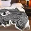 Blankets 2024 Home Hair Stone Block Lamb Wool Blanket Sofa Bedroom Warm Black