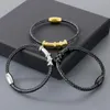 Bedelarmbanden Katoenen Touw Roestvrij Staal Verpakt Bamboe Elleboog Geweven Armband Voor Vrouwen Mannen Goud Zilver Zwart Kleur