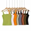 Tops de verão feminino colarinho quadrado top branco preto exército verde laranja marrom marrom magro tampa tanque