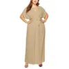 Casual Dresses Plus Size Women's Dress Chiffon Train Sexig V Neck Kort ärm Löst långvarig bälte Midja formellt tillfälle