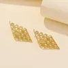 Stud Earrings 2024 Spring Classic Simple Rhombus Hollow Out Double Triangular Geometry Pendant For Women Girls Fashion Jewelry