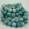 Strand 12mm Natural Larimar Stone Pärlor armband Rund Blue Loose Bangle For Women Men Armband Gift Diy Necklace