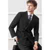 Ternos masculinos terno 2 peças duplo breasted casual negócios traje formal para o trabalho noivo casamento banquete vestido jaqueta com calças