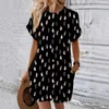 Casual Dresses Women Short Sleeve T-shirt Dress Summer Tunic Printed Loose Mini With Pockets Robe Femmes