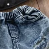 03Y Toddler Baby Kid Girl Clothes Set Off Shoulder Tank Top Denim Jeans Pants Outfits Children Girls Costumes Summer 240314