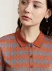 AMII Minimalizm T-shirt dla kobiet Summer Polo Neck krótki rękaw Rhombus Chessboard Tops Office Lady T-shirty 12342200 240308