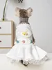 Dog Apparel Beading Wedding White Dress Flower Rose Satin Drill Love Clothing For Dogs Clothes Puppy Cat Pet