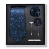 Nyaste affärsdesigner Polyester Tie Set Square Scarf Tie Clip Chest Flower Slips Set Business Wedding Suit Present