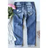 2024 Nya Summer Street Trendsetter American Independence Day Flag denim Rippade byxor