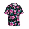 Мужские повседневные рубашки с тропическим цветочным принтом, летняя рубашка, мужские пляжные гавайские цветочные рубашки с короткими рукавами, корейский модный дизайн, свободные блузки большого размера
