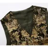 Coletes masculinos ouro paisley bronzeamento colete único breasted vneck terno de casamento coletes masculino gótico aristocrata steampunk vitoriano gilet homme