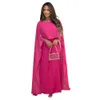 M7955 Muslimisches Damen-Kleid aus Chiffon mit Rundhalsausschnitt, lockerer Swing-Robe