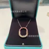 Designer ROSE Same tiffay and co Lock Necklace Womens 18k Rose Gold Medium Head U-shaped Diamond Sweater Chain 1 High Version