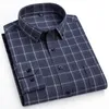 S ~ 7XL Camicia da uomo classica a maniche lunghe scozzese spazzolata di grandi dimensioni Camicia casual all-match in puro cotone di alta qualità Abbigliamento da uomo 240314