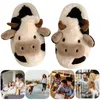 Slippers Plush 254 Shoes Walking Toe Women Women Closed Anti Slip Cow Flat Flat Resparen