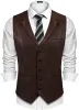 Vests PU Leather Vests 2023 Slim Fit PU leather Mens Suit Vest Male Waistcoat Gilet Homme Casual Sleeveless Formal Business Jacket