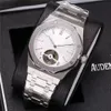 stile di vendita impermeabile volano in argento orologi da uomo 2 puntatori orologio meccanico automatico da polso2273