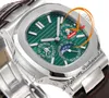 5740 Calendario perpetuo A324SC Orologio automatico da uomo TWF Quadrante con texture verde Cinturino in pelle marrone Super Edition Reloj Hombre Puretimewatch PTPP