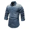 Camicie casual da uomo in cotone stretch a righe denim manica lunga maschile cowboy di alta qualità per uomo slim fit abbigliamento firmato da uomo