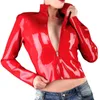 Kvinnors jackor gotiska glansiga kvinnor pvc läder turnering nacke kort streetwear wetlook faux latex smal fit front zip rockar party club