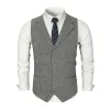 Vests New Solid Color Polo Collar Men's Slim Fit Suit Vest Waistcoat for Wedding Groomsmen Men Vest