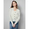 Kvinnors stickor Toyouth Women Cardigan Sweater 2024 Spring Flower Brodery Mönster Single Breasted Button V Neck White Knitwear Fashion Tops