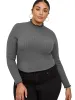 Toppar 2023 Fall Tops Woman Turtleneck Långärmad solid Knited Blus Tee Shirt Plus Size Woman Clothing