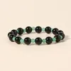 Bracelet OAIITE en Agate noire brillante pour hommes et femmes, brin de 8mm, perles d'aventurine verte, bijoux classiques à la mode, cadeau pour amis