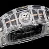 51-01 Motre be luxe Importação turbilhão movimento mecânico em forma de barril caixa de vidro de cristal artificial relógio de luxo relógios masculinos relógios de pulso Relojes