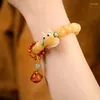 Strand Little Golden Toad Weathering Natural Bodhi Root Bracelet Bague de course Plaque mignonne Jouant des bijoux de poche pour hommes et femmes